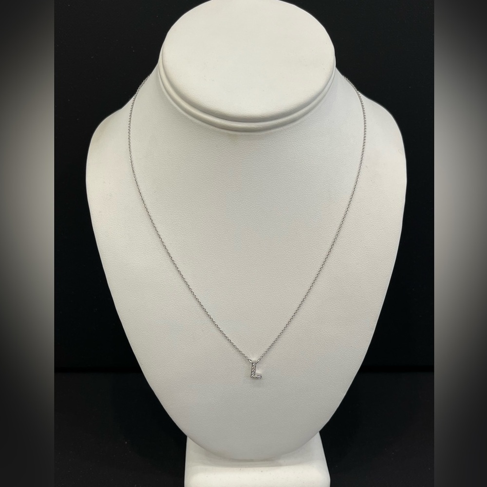 Birks 18k White Gold 0.03cttw Diamond Tiny Treasures Love Letter 'L' Necklace